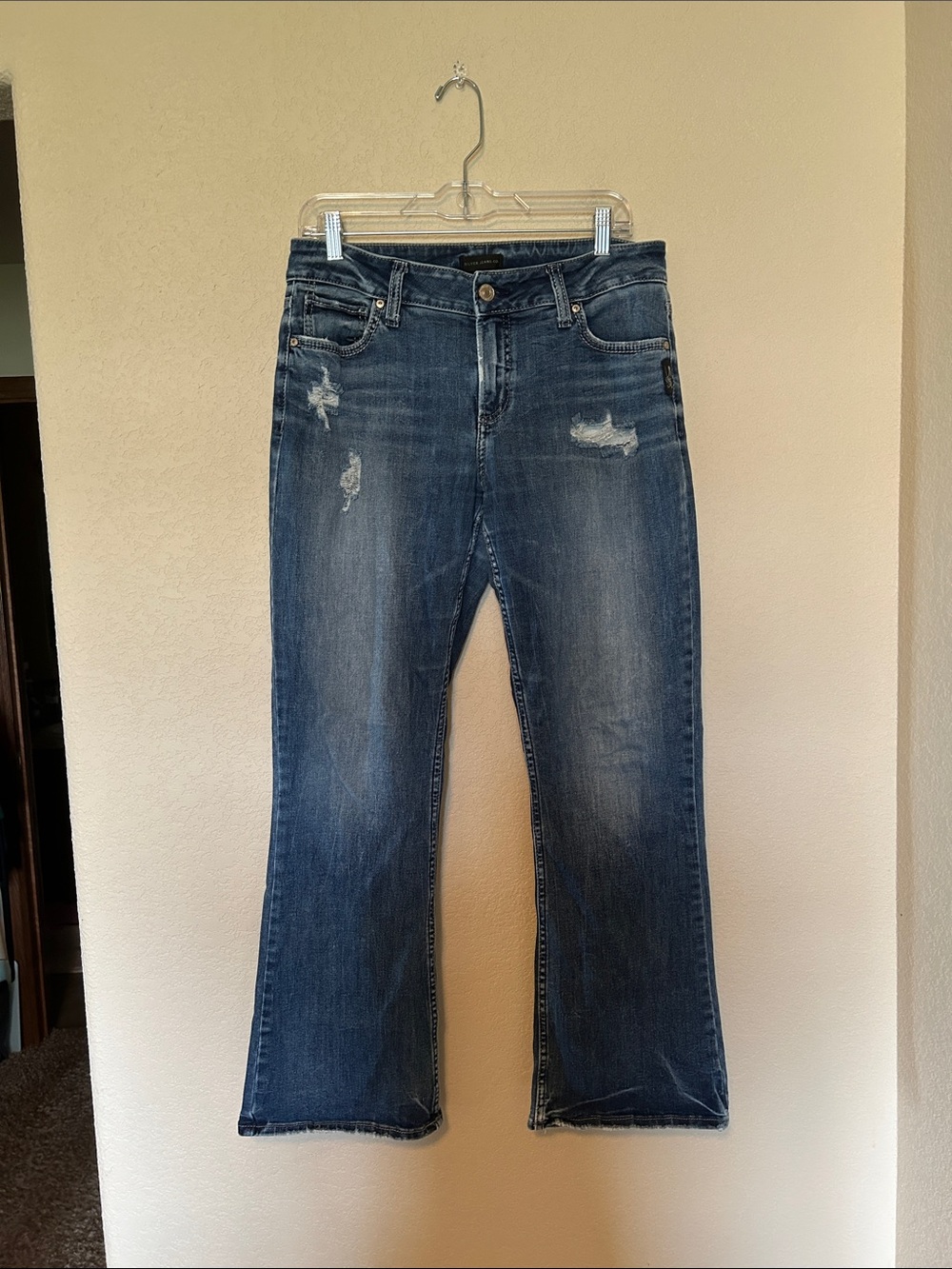 Silver Jeans Avery Bootcut Distressed Jeans Medium Wash Stretch W31 L31